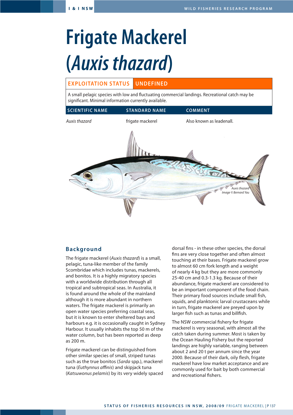 Frigate Mackerel (Auxis Thazard) Exploitation Status Undefined