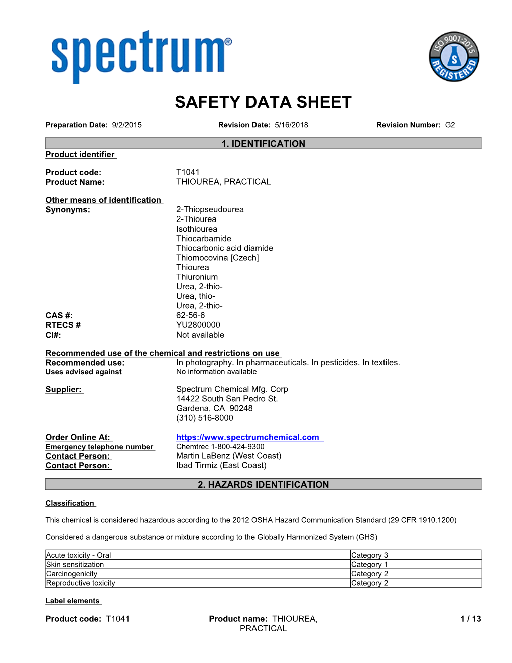 Safety Data Sheet