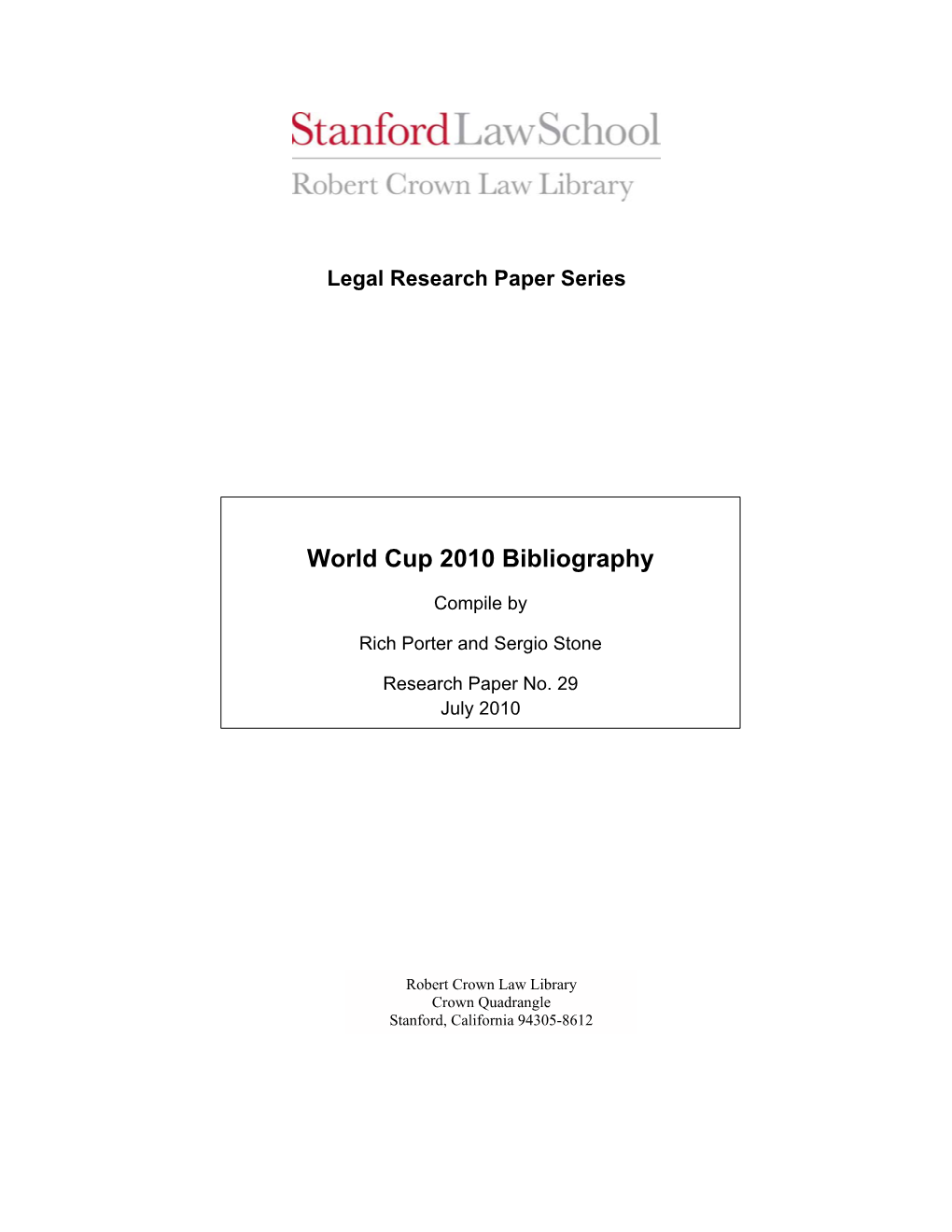 World Cup 2010 Bibliography