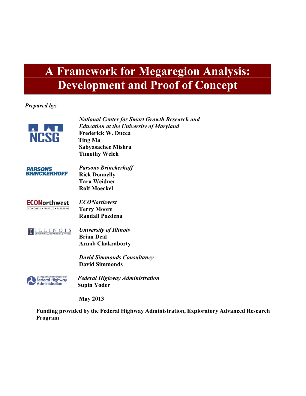 A Framework for Megaregion Analysis: Development and Proof of Concept