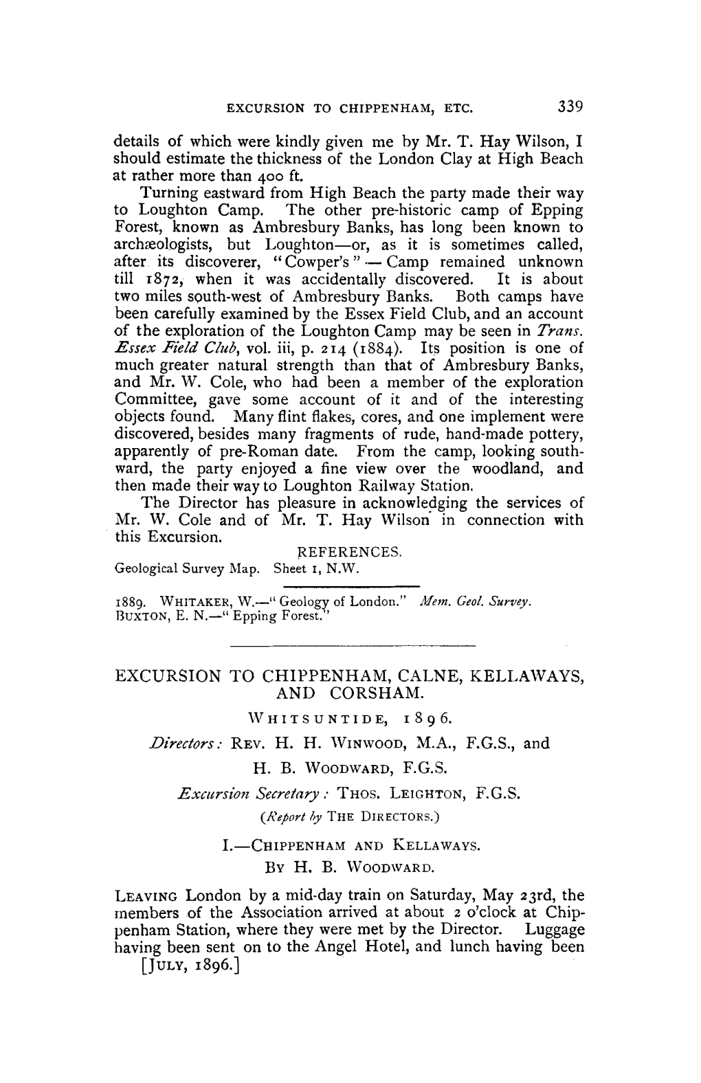 Excursion to Chippenham, Calne, Kellaways, and Corsham