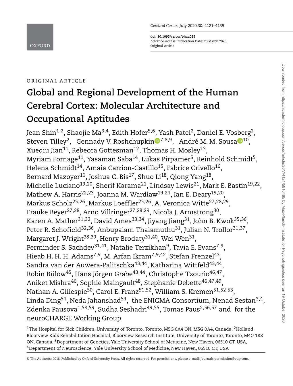 Global and Regional Development of the Human Cerebral Cortex