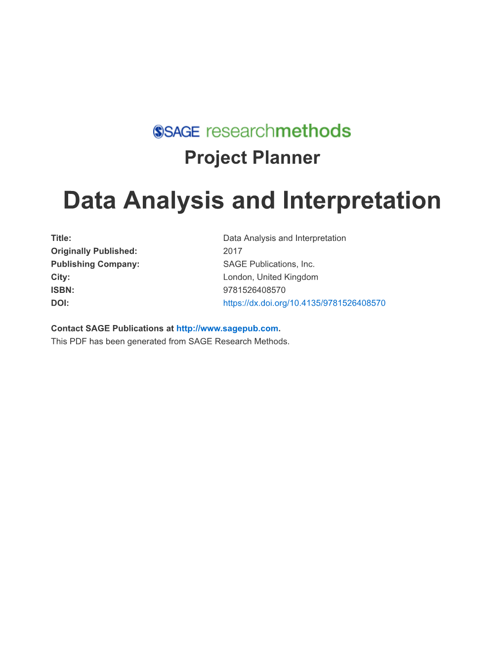 Data Analysis and Interpretation