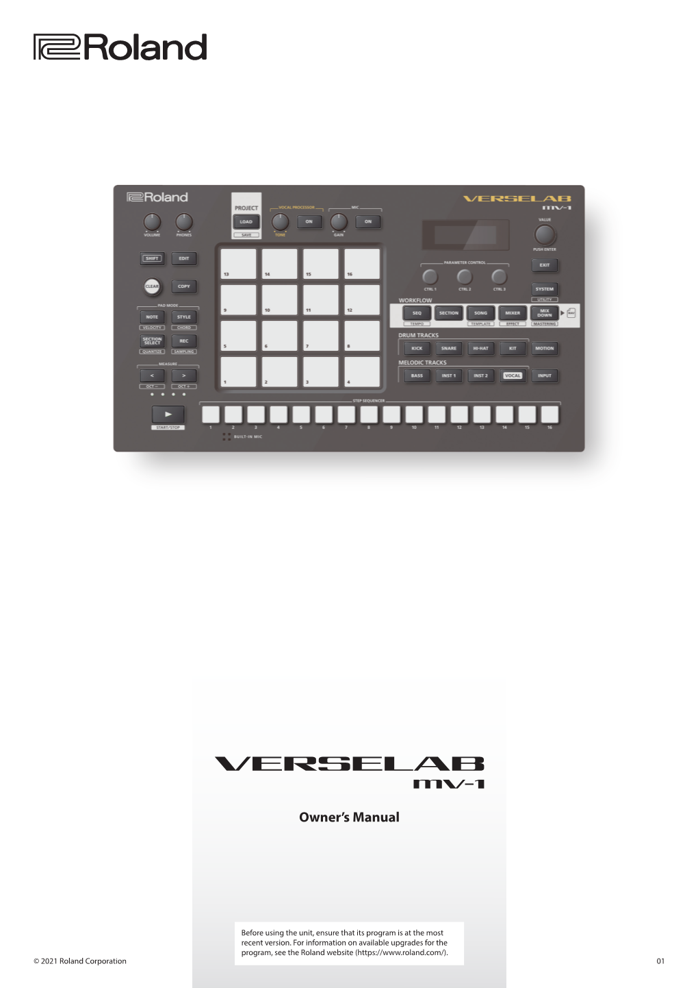 Roland Verselab MV-1 Owner's Manual