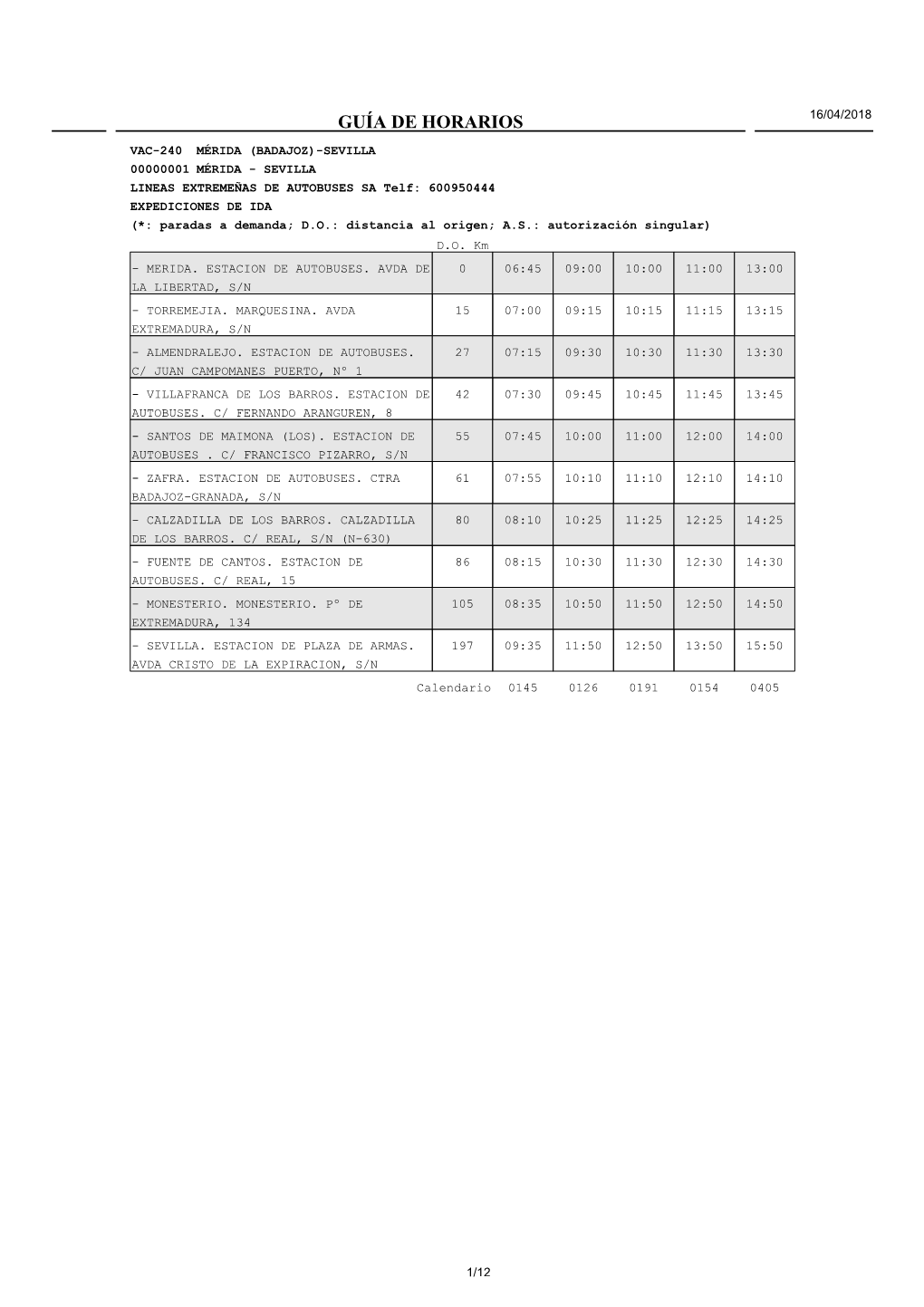 Guía De Horarios