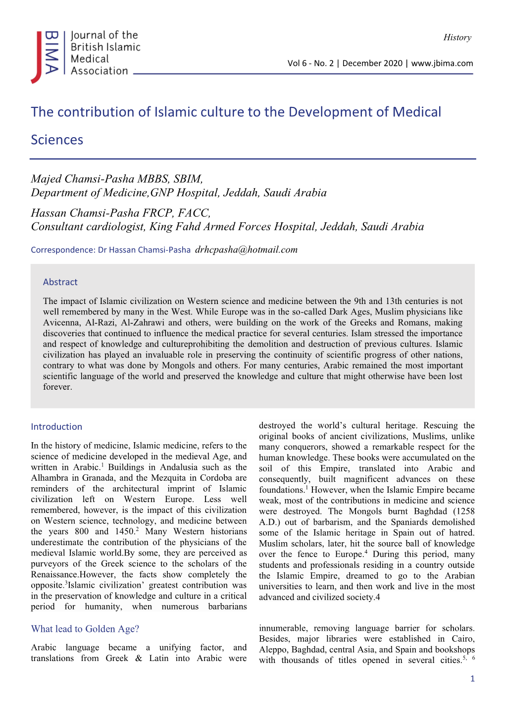 The Contribution of Islamic Culture to the Development of Medical Sciences