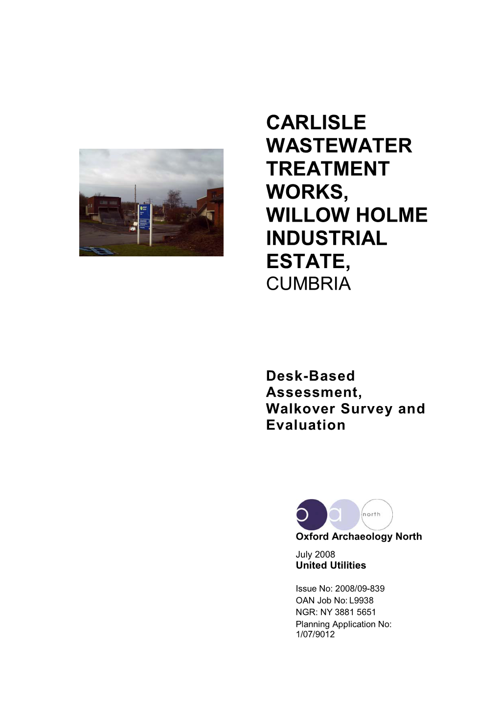 Carlisle Wastewater Treatment Works, Willow Holme Industrial Estate, Cumbria