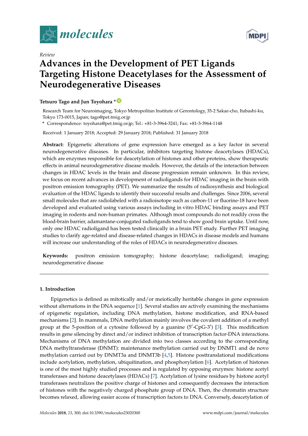 Advances in the Development of PET Ligands Targeting Histone Deacetylases for the Assessment of Neurodegenerative Diseases