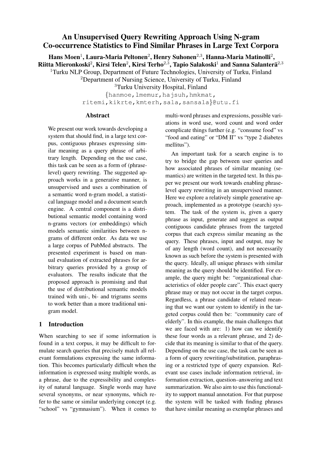 An Unsupervised Query Rewriting Approach Using N-Gram Co