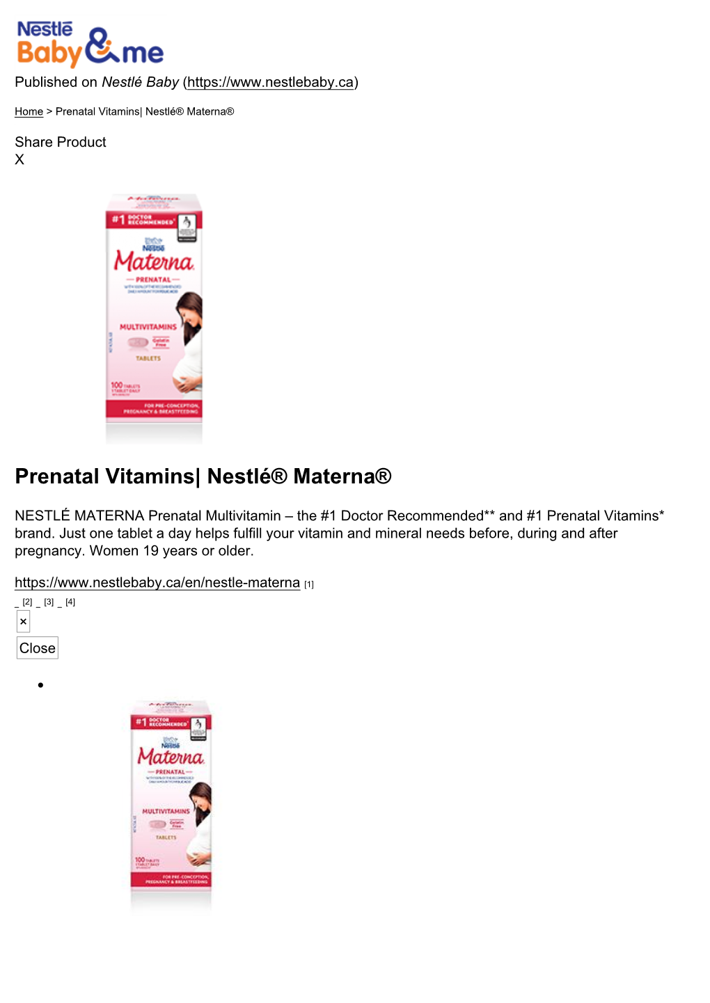 Prenatal Vitamins| Nestlé® Materna®