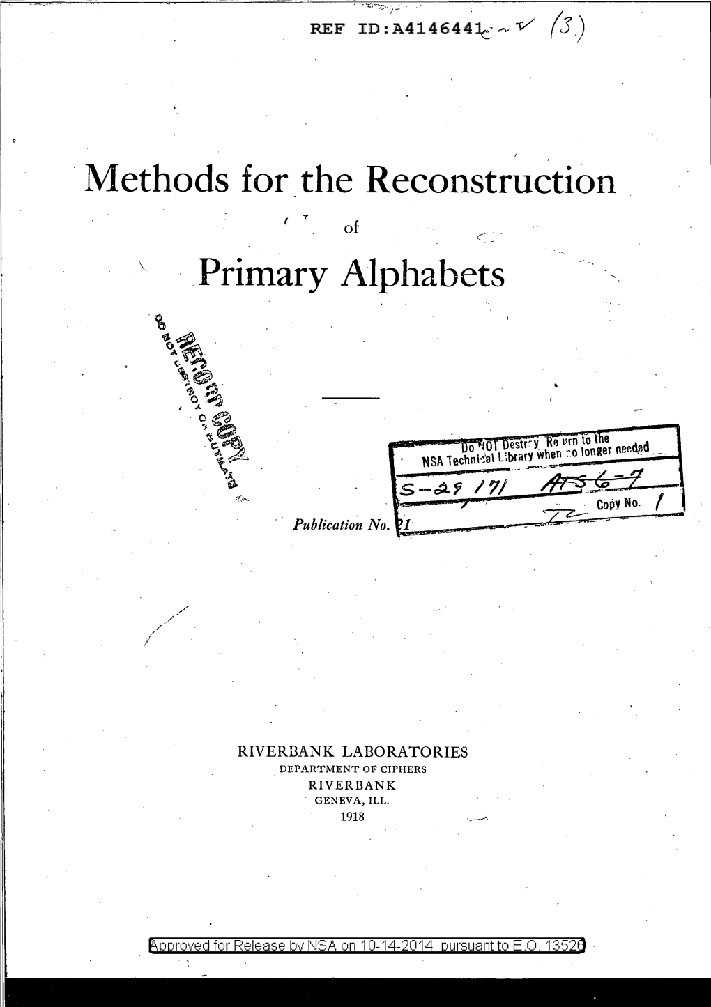 Methods for the Reconstruction