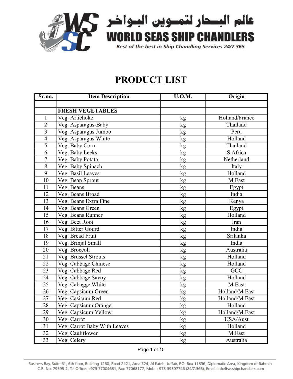 Product List