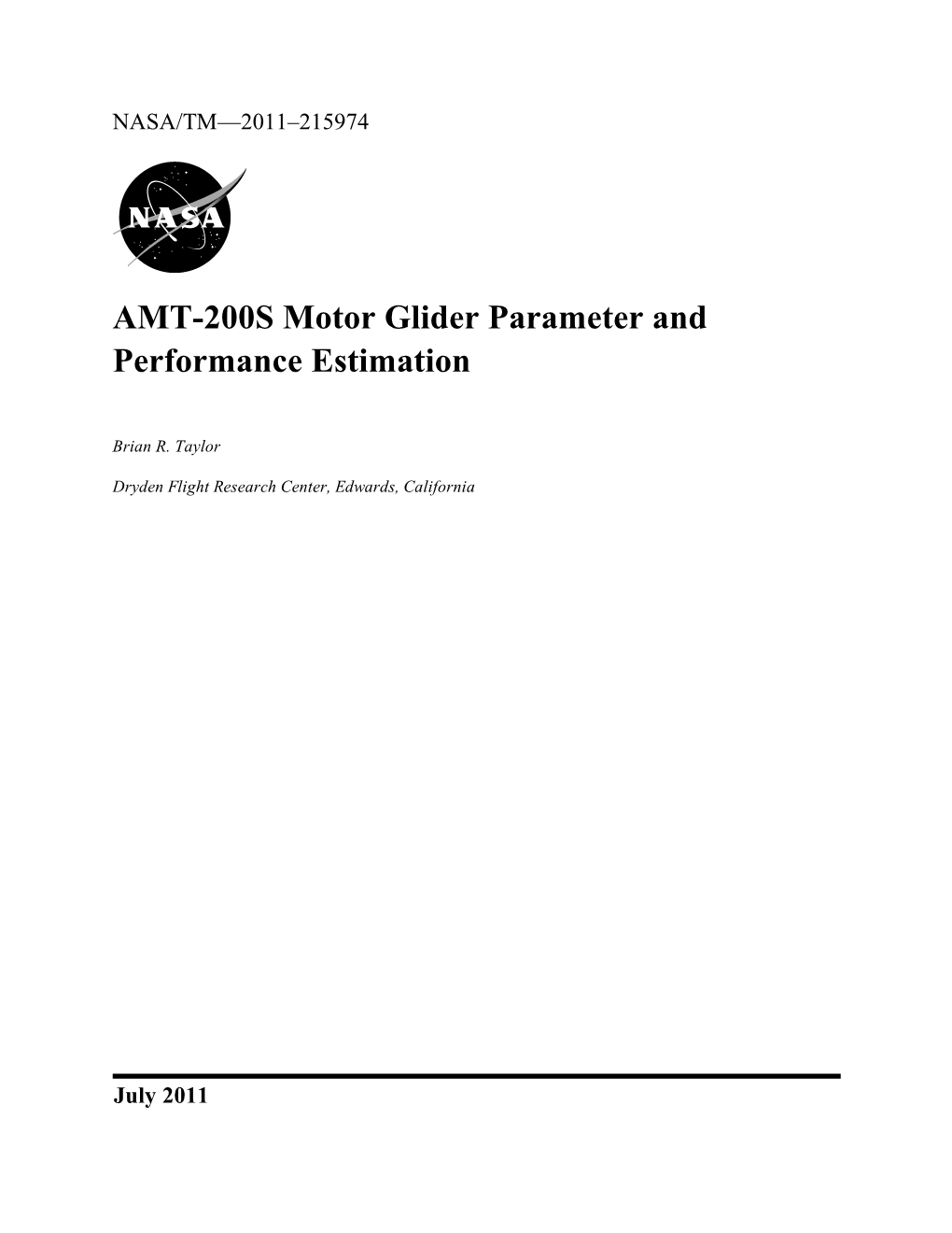 AMT-200S Motor Glider Parameter and Performance Estimation