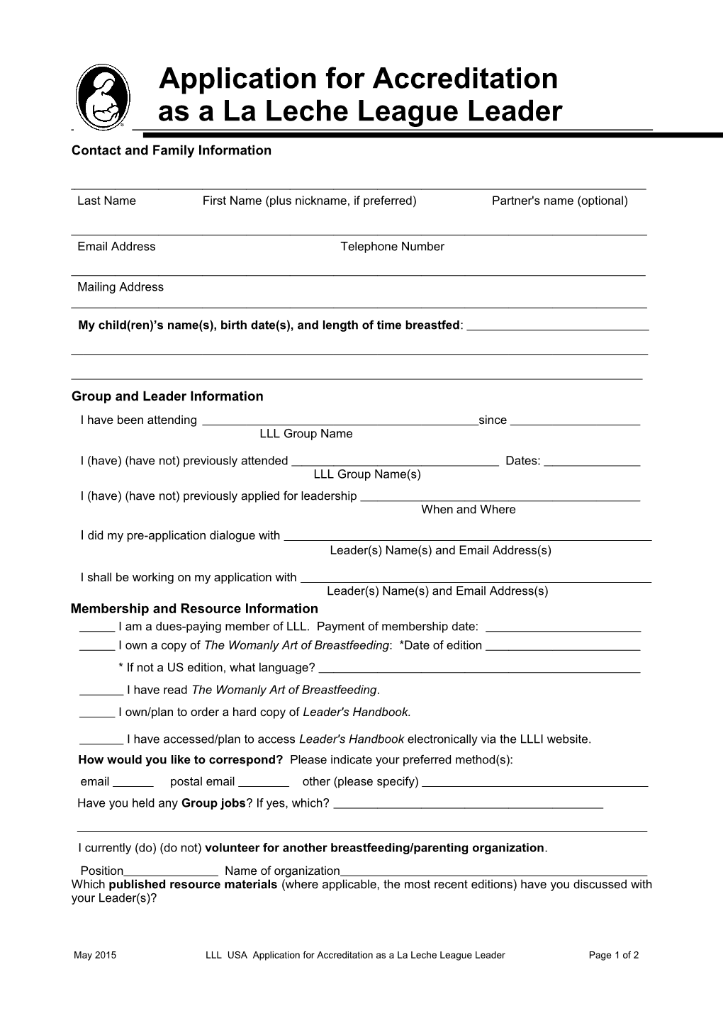 Application for Accreditation