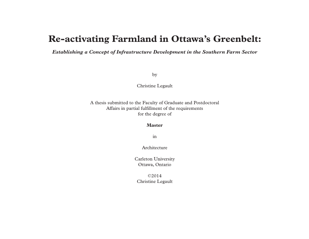 Re-Activating Farmland in Ottawa's Greenbelt