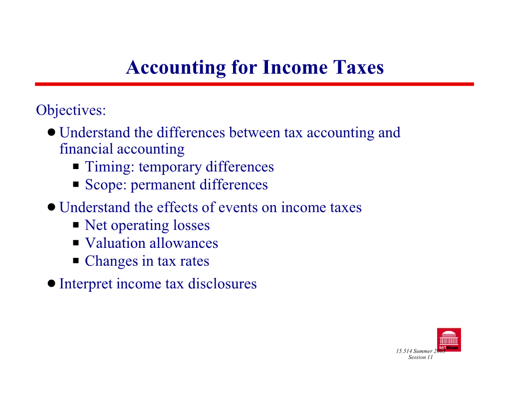 Accounting for Income Taxes