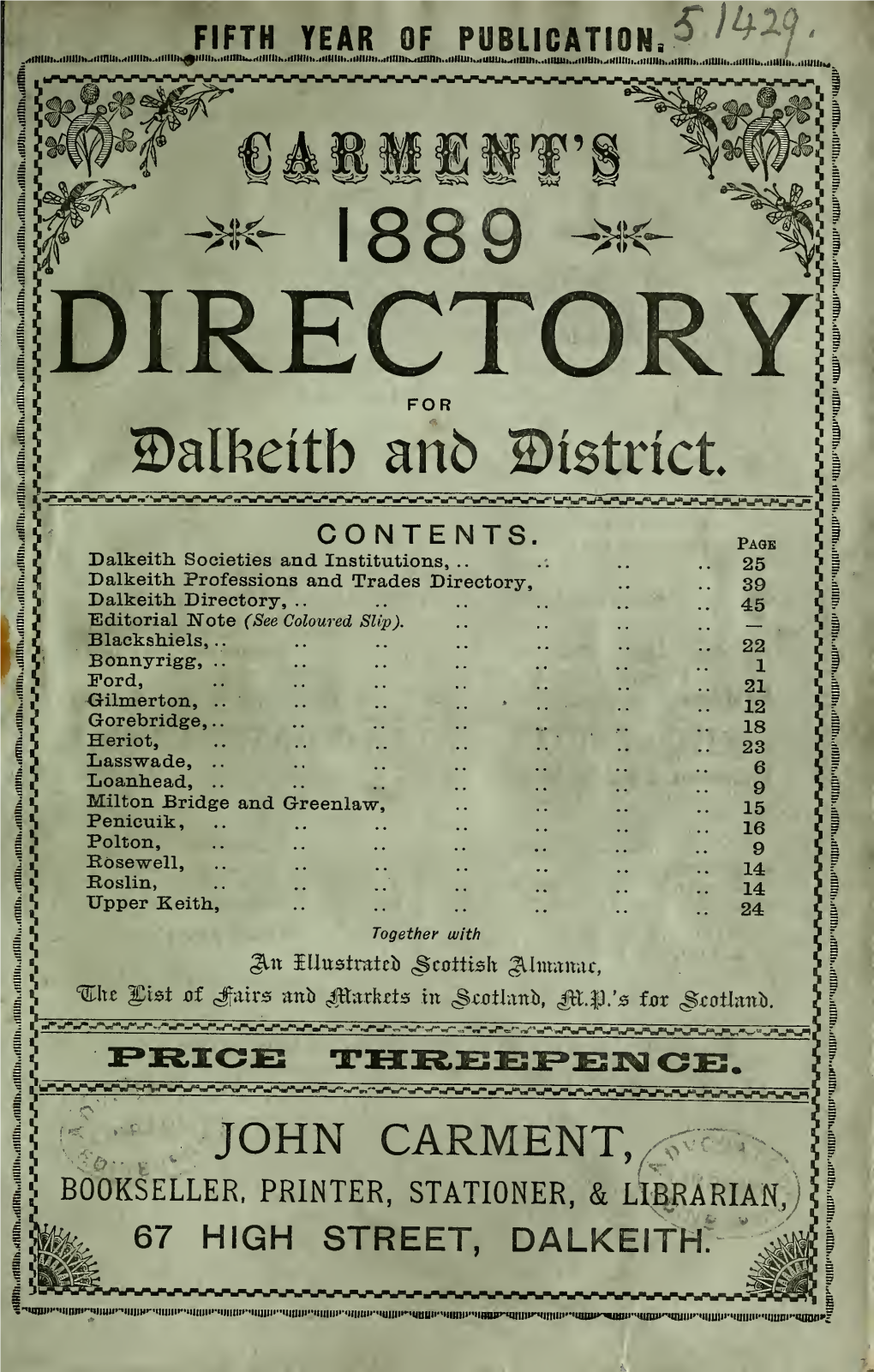 Carment's ... Directory for Dalkeith and District