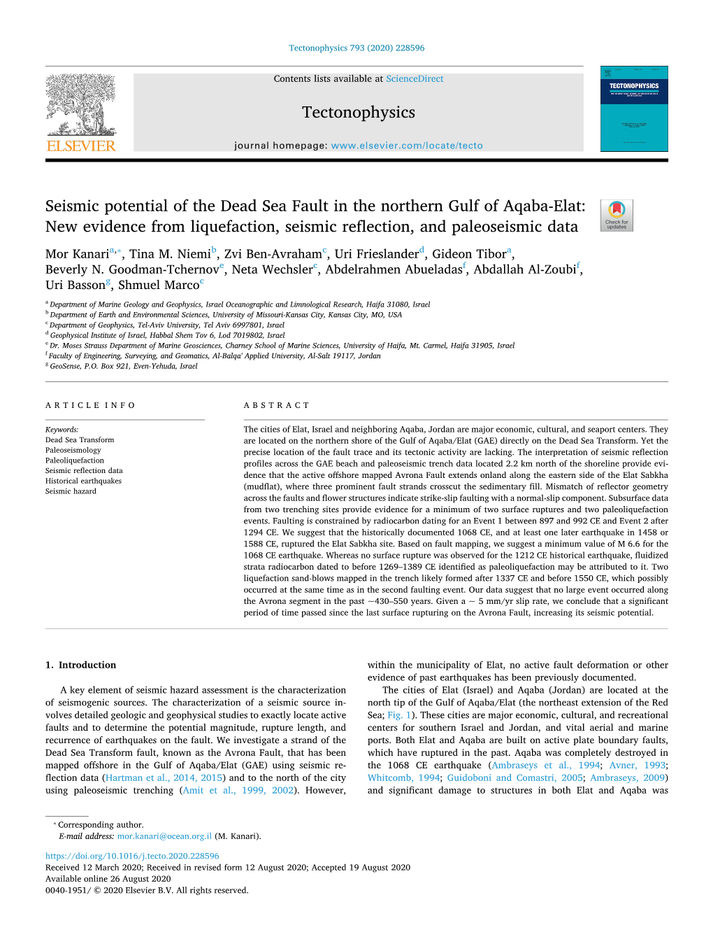 Seismic Potential of the Dead Sea Fault in the Northern Gulf of Aqaba