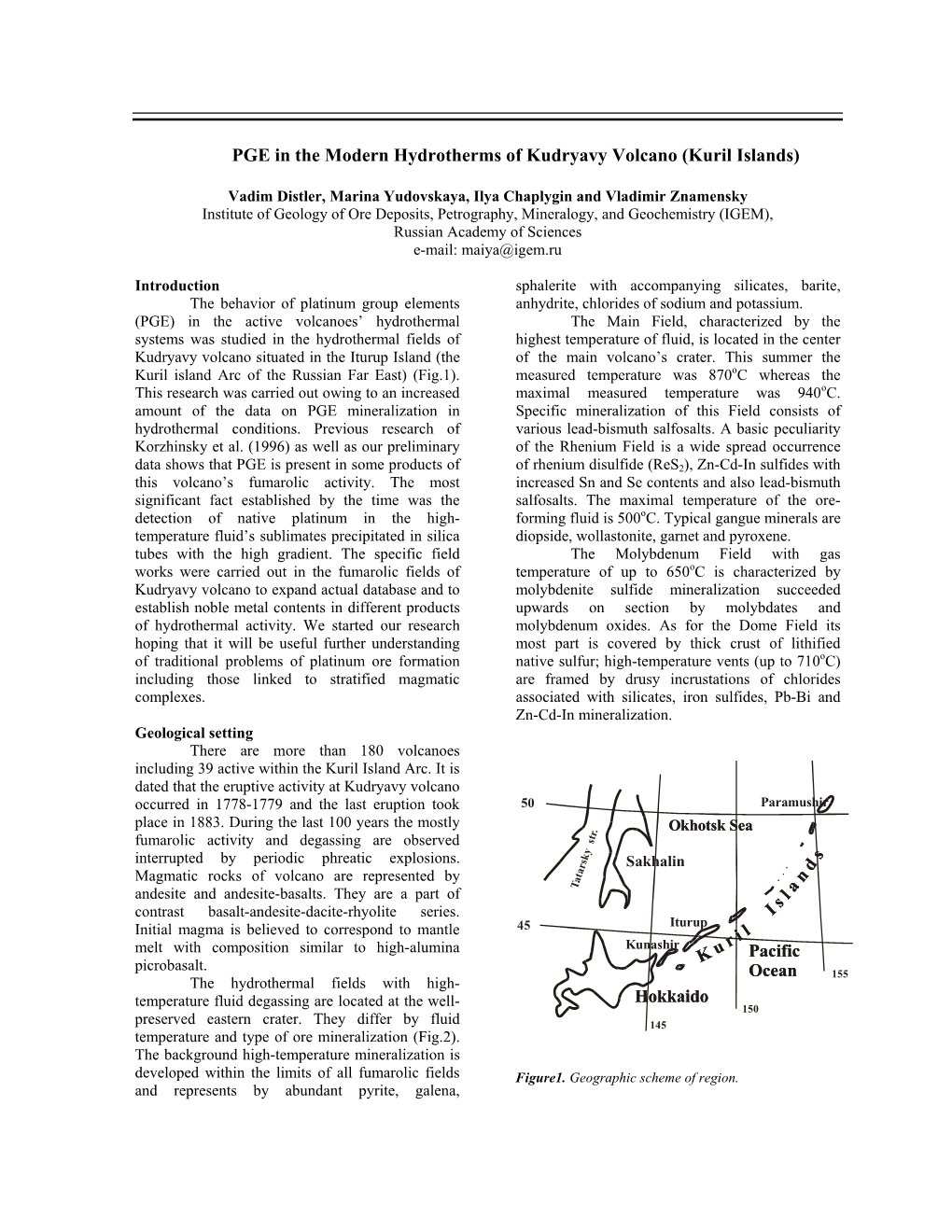 PGE in the Modern Hydrotherms of Kudryavy Volcano (Kuril Islands)