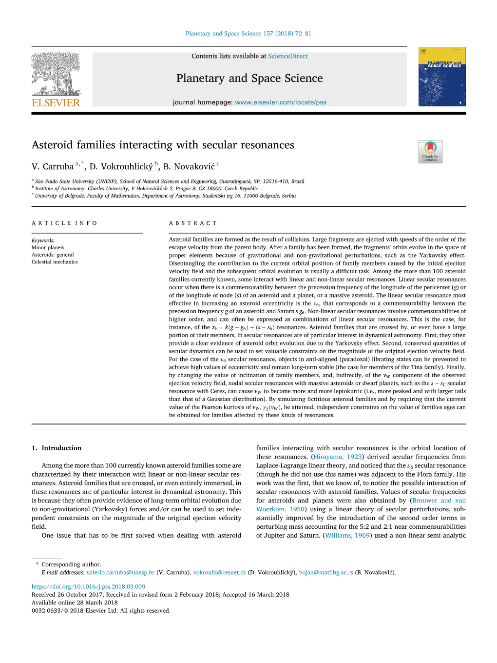 Asteroid Families Interacting with Secular Resonances