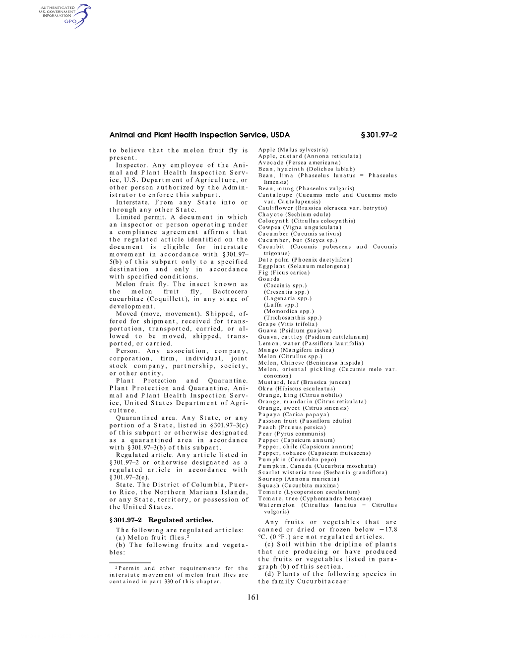 Animal and Plant Health Inspection Service, USDA § 301.97–2