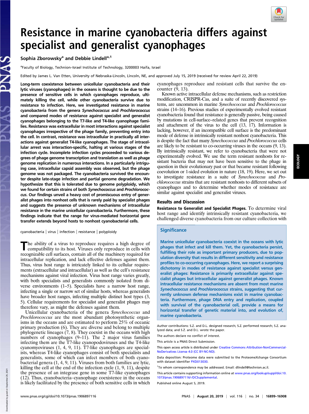 Resistance in Marine Cyanobacteria Differs Against Specialist and Generalist Cyanophages