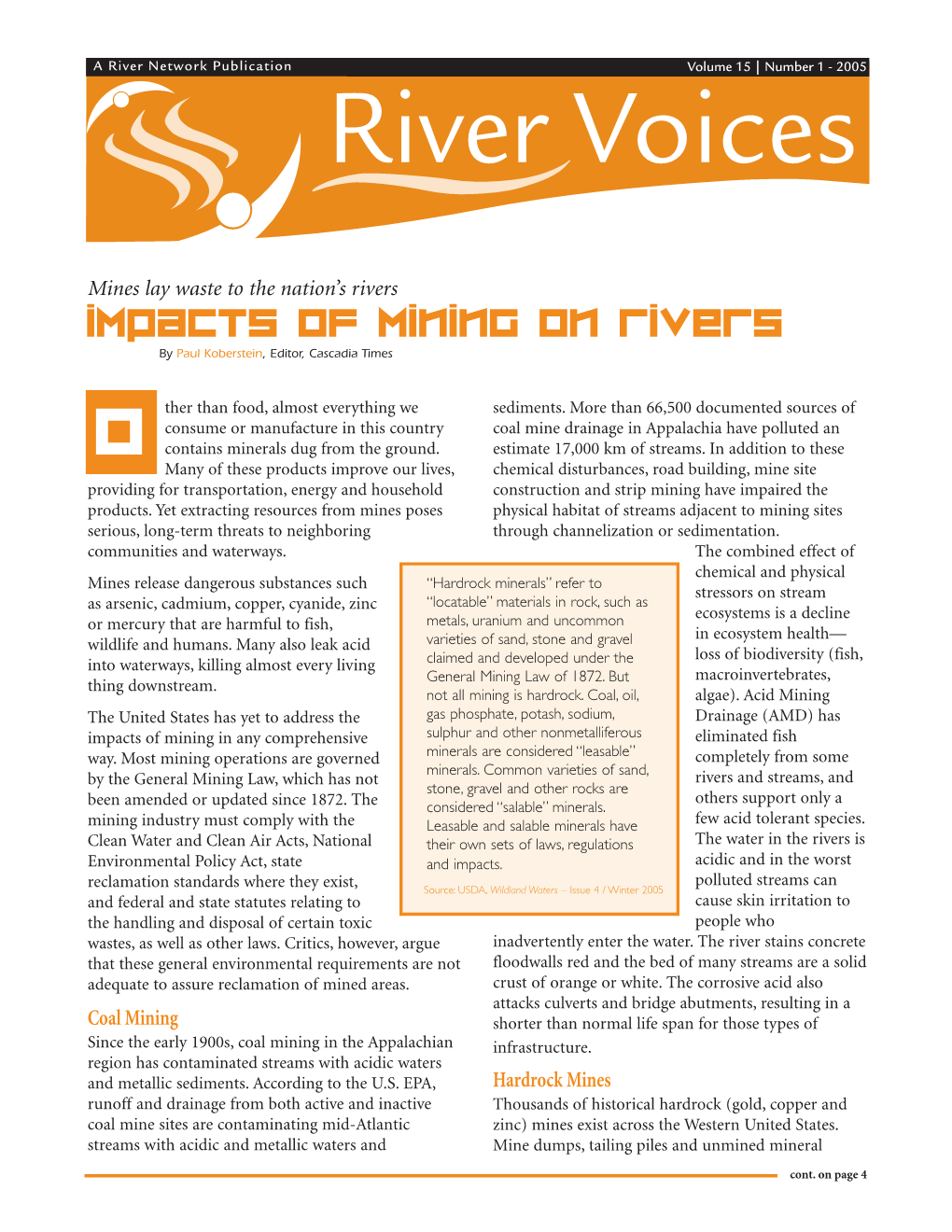 Impacts of Mining on Rivers by Paul Koberstein, Editor, Cascadia Times