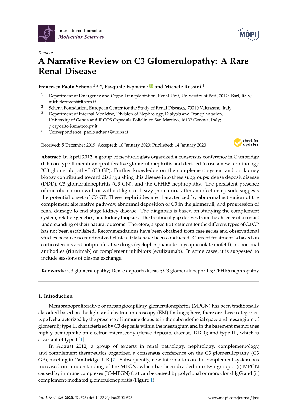 A Narrative Review on C3 Glomerulopathy: a Rare Renal Disease