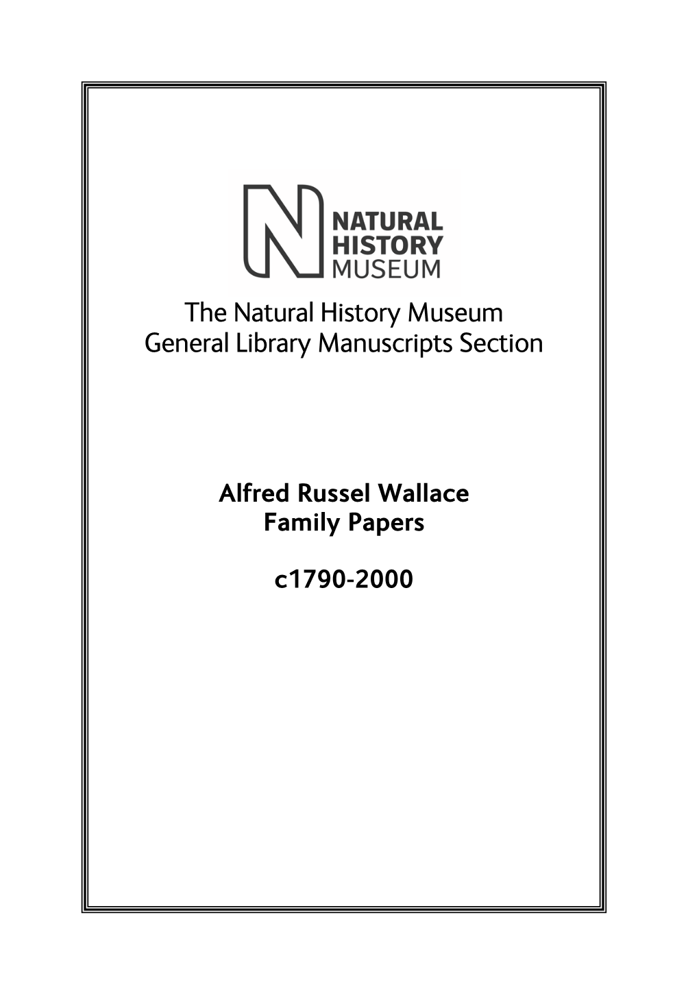 The Natural History Museum General Library Manuscripts Section