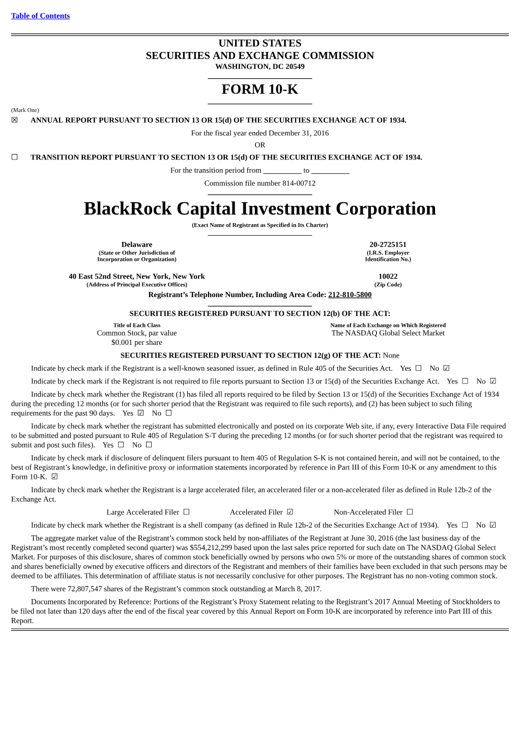 Blackrock Capital Investment Corporation (Exact Name of Registrant As Specified in Its Charter)