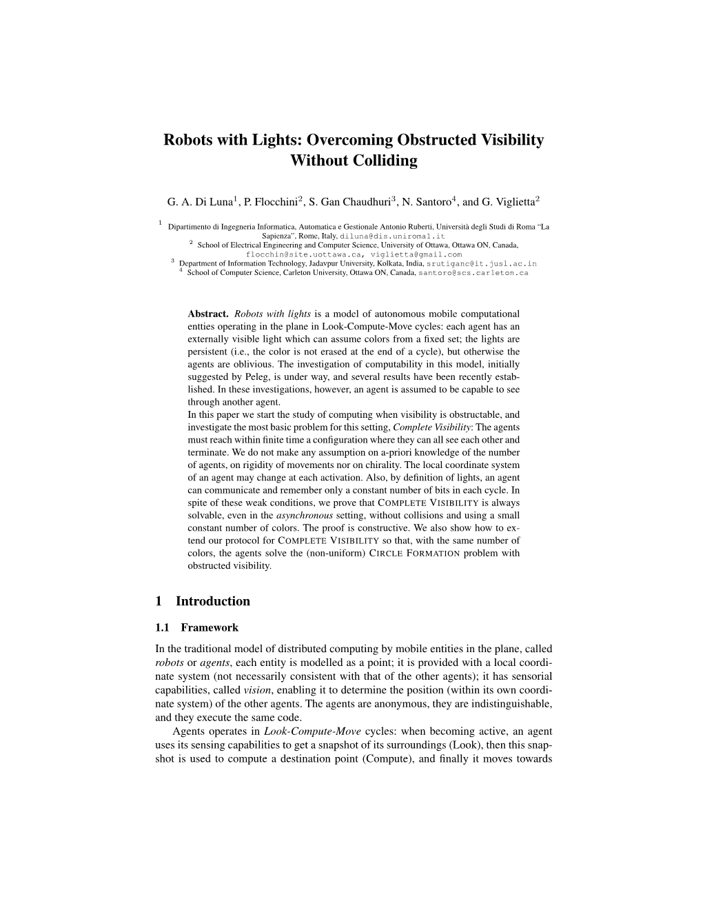 Robots with Lights: Overcoming Obstructed Visibility Without Colliding