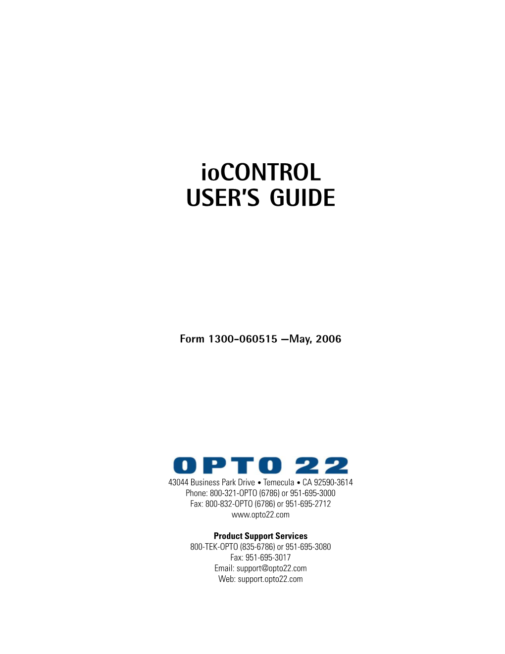 Iocontrol USER's GUIDE