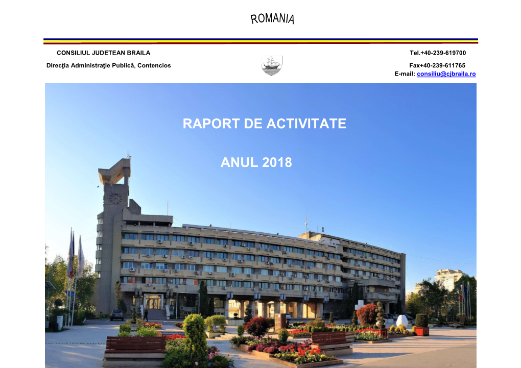 Raport De Activitate Anul 2018