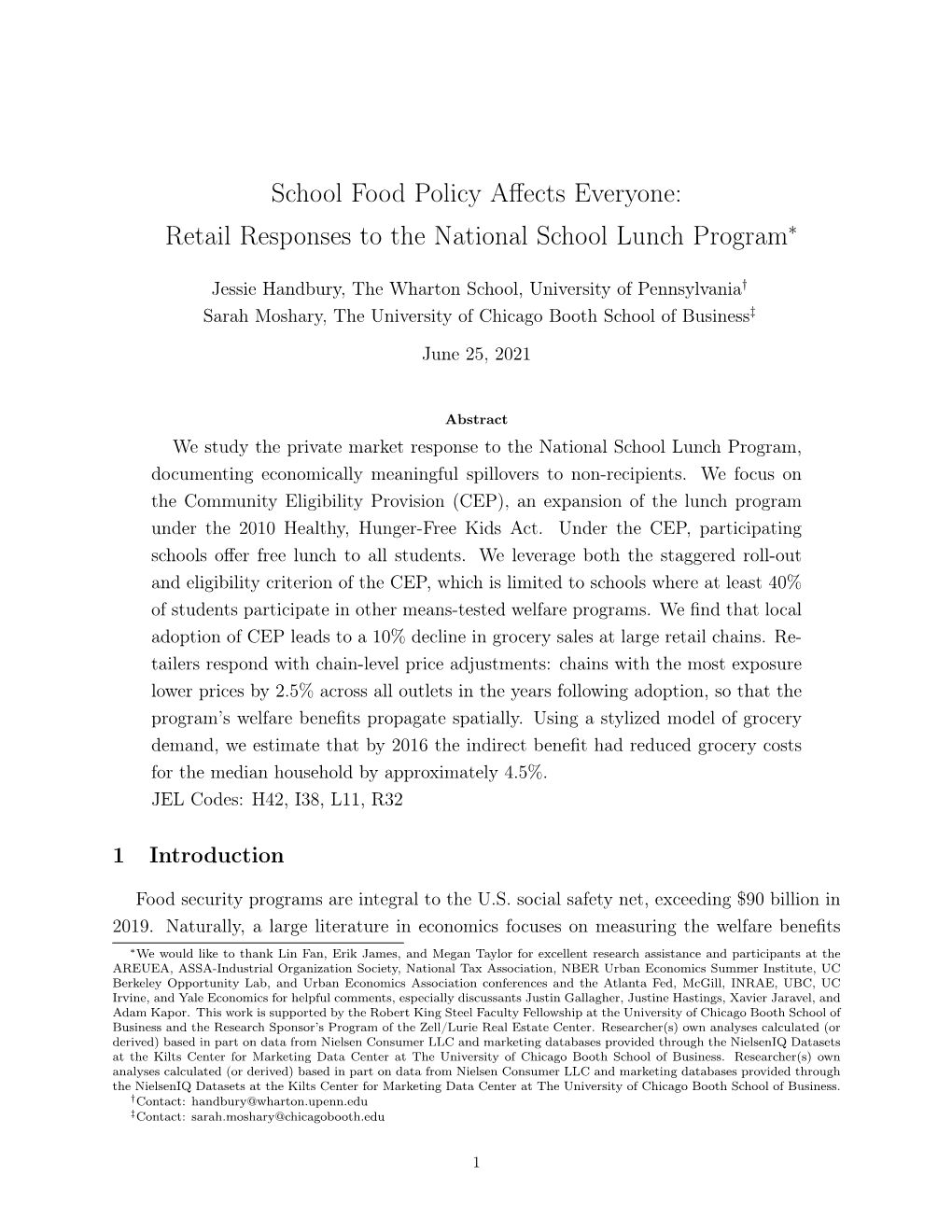 School Food Policy Affects Everyone: Retail Responses to the National School Lunch Program∗