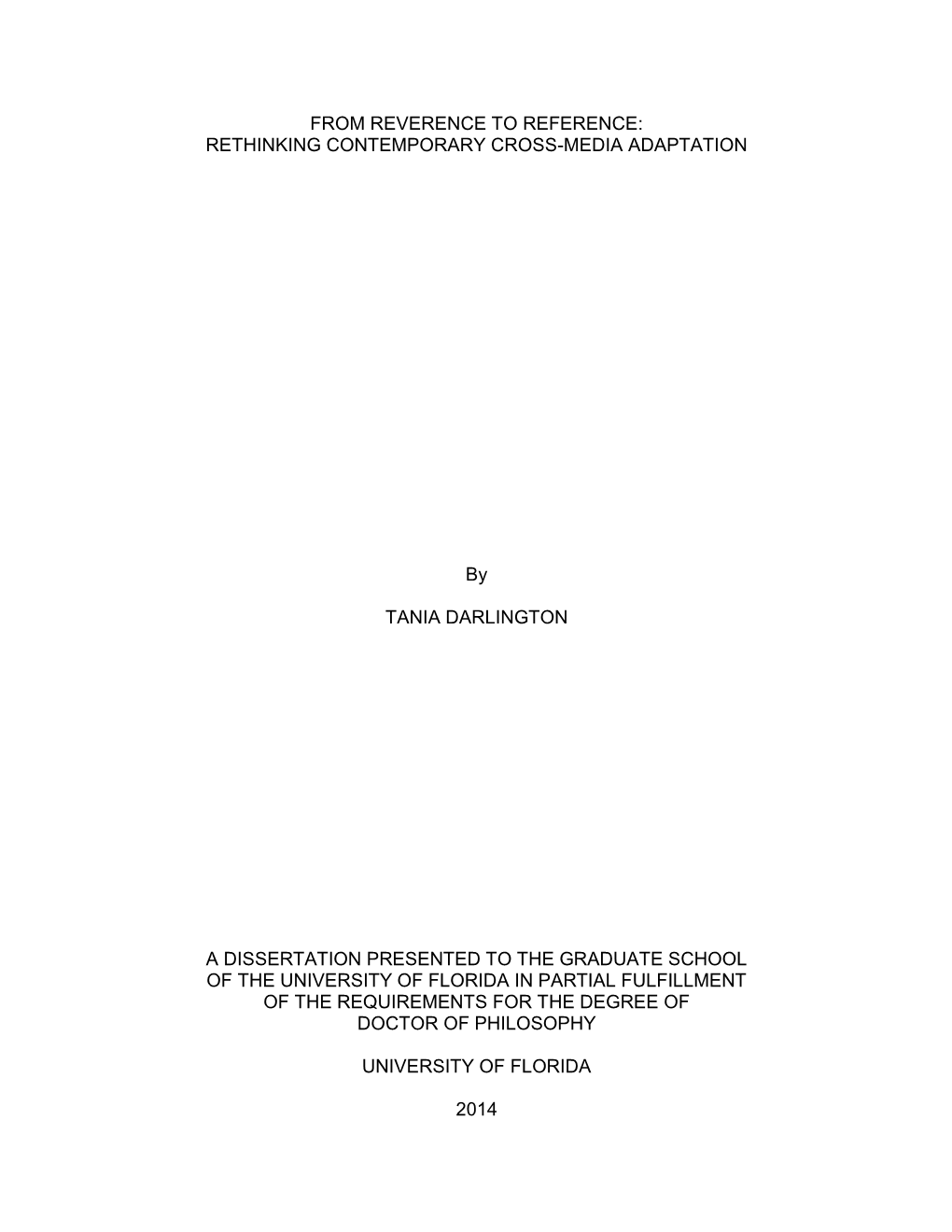 University of Florida Thesis Or Dissertation Formatting