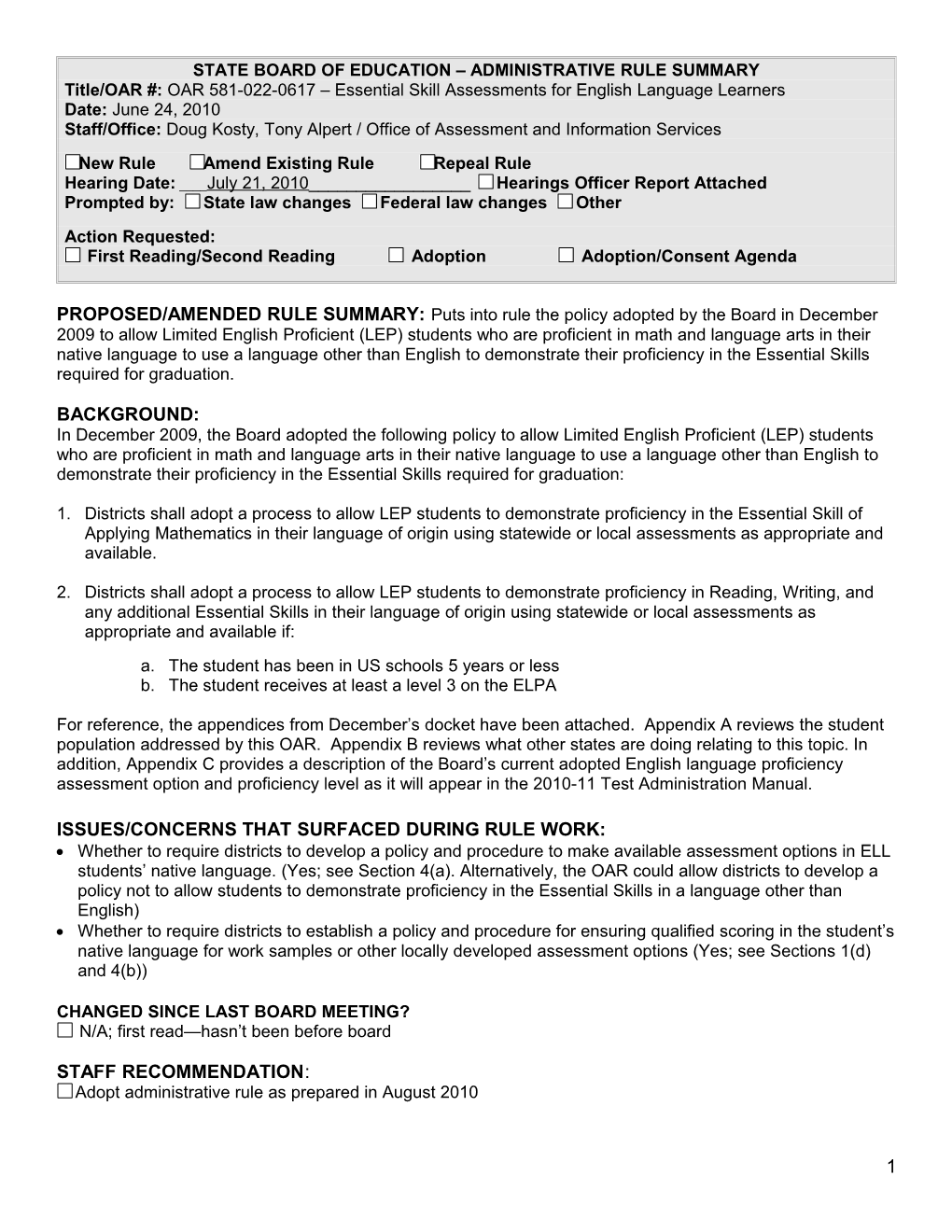 State Board of Education Administrative Rule Summary s4