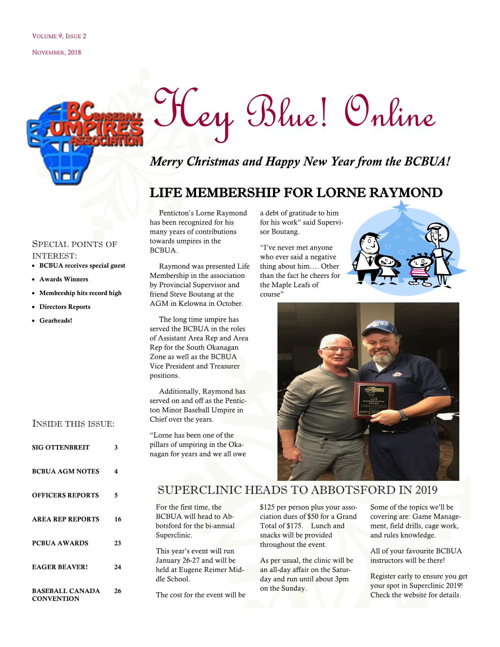 Hey Blue! Online Merry Christmas and Happy New Year from the BCBUA!
