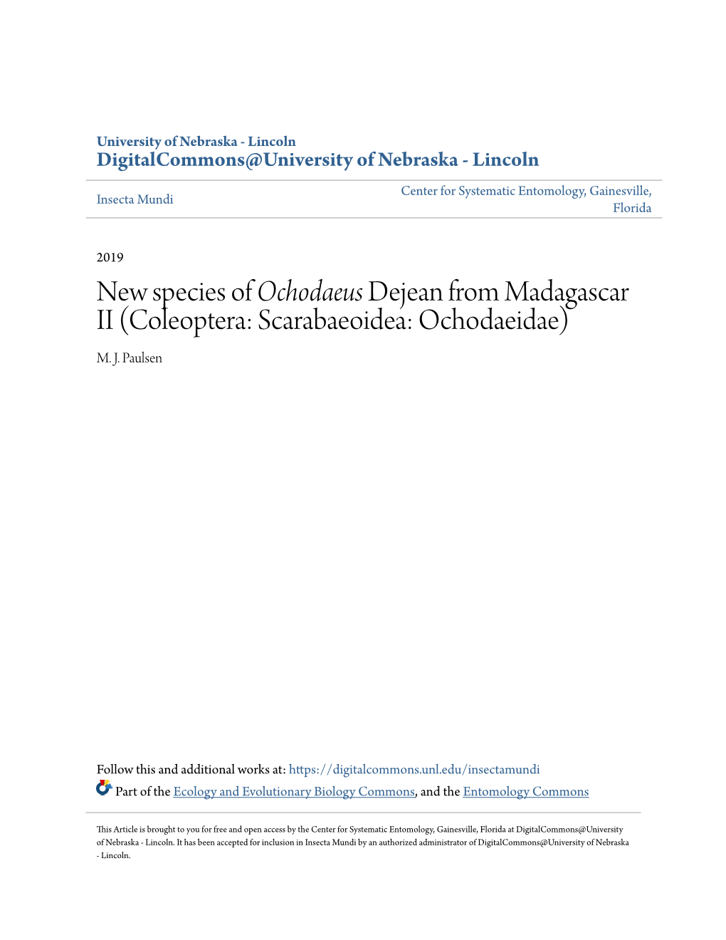 New Species of <I>Ochodaeus</I> Dejean from Madagascar II