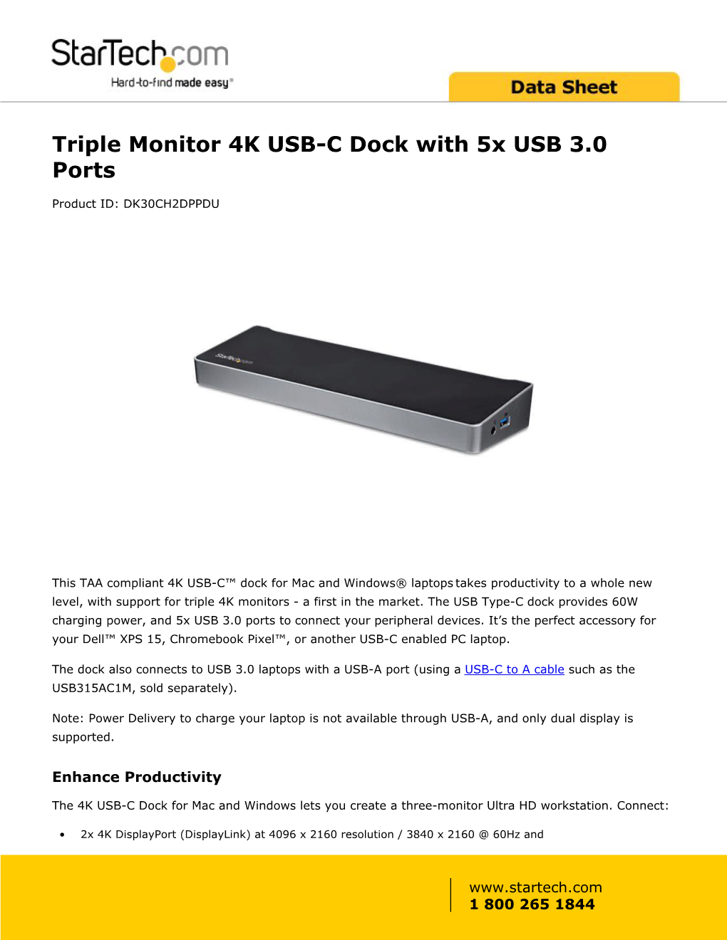 Triple 4K USB-C Laptop Docking Station