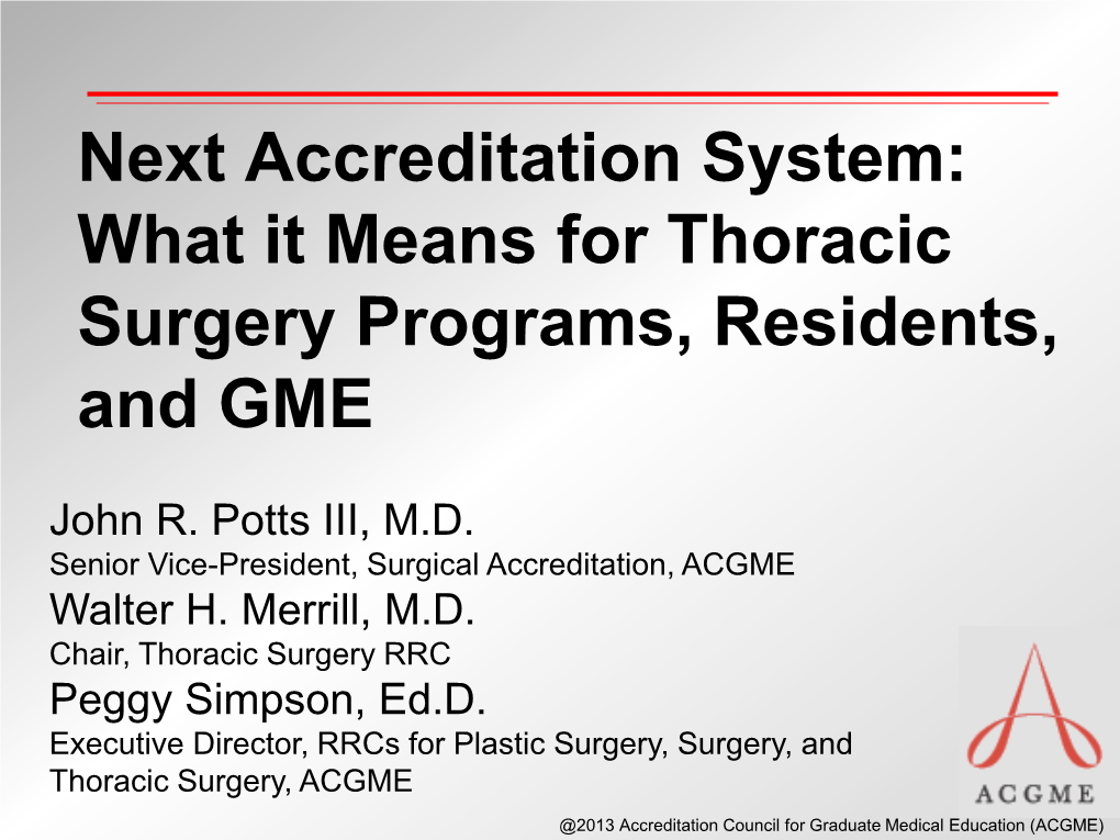 What It Means for Thoracic Surgery Programs, Residents, and GME