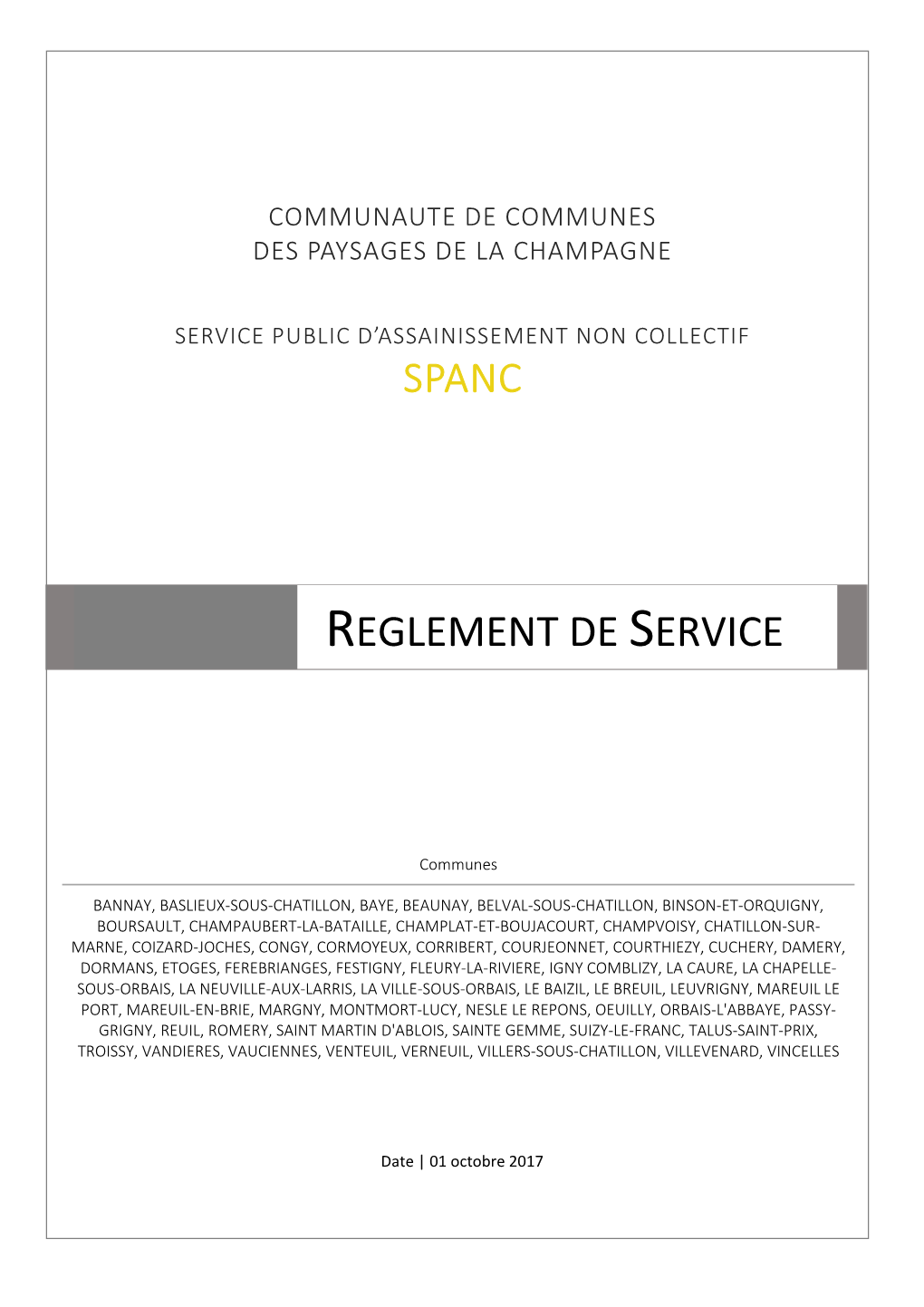 Règlement De Service Du SPANC