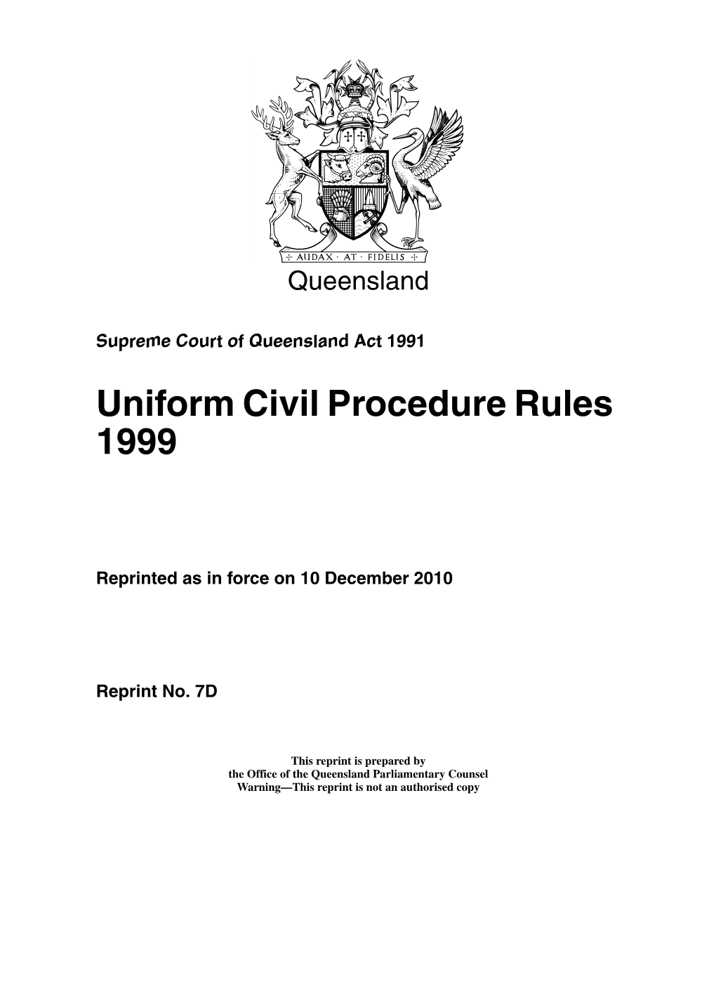 Uniform Civil Procedure Rules 1999