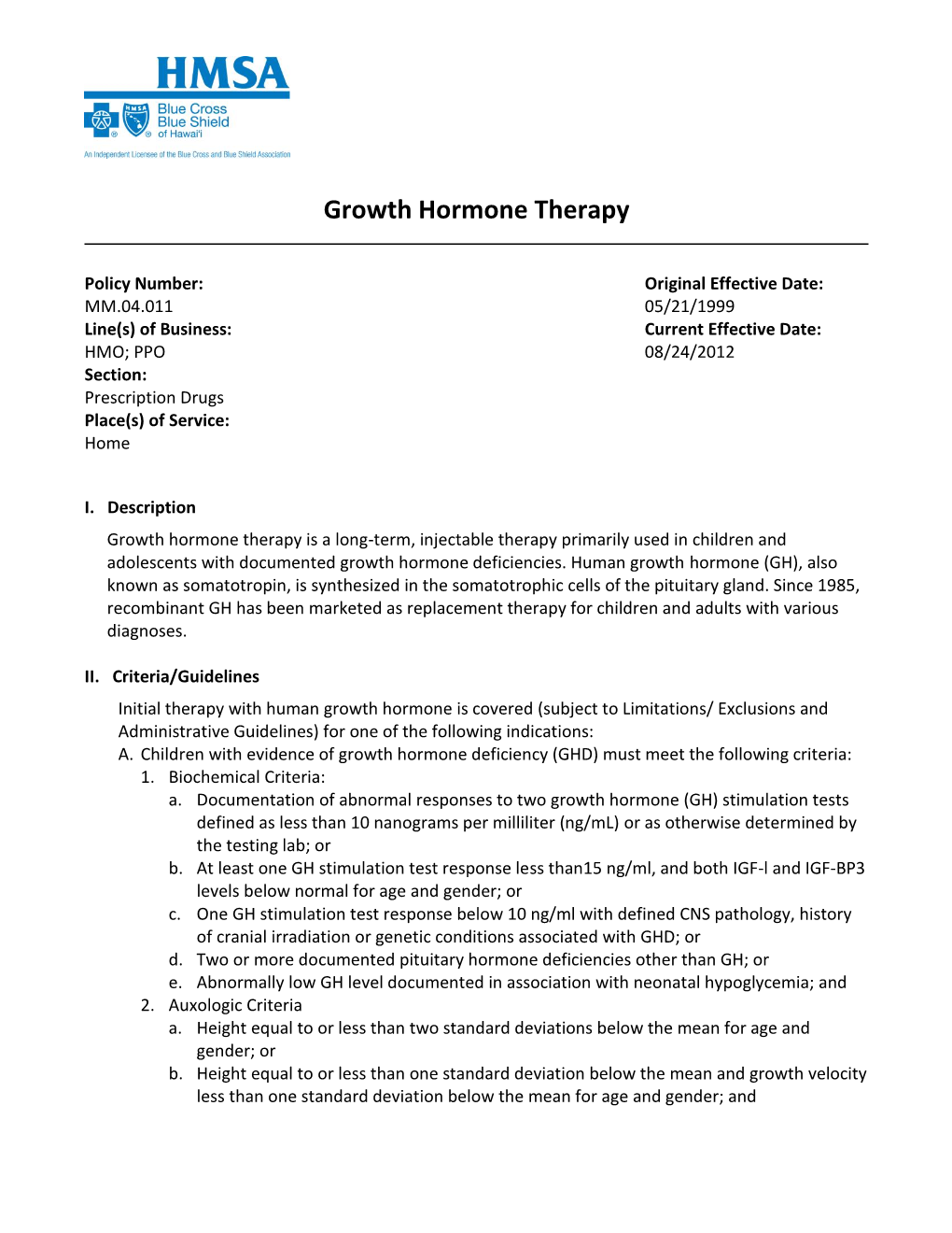 Growth Hormone Therapy