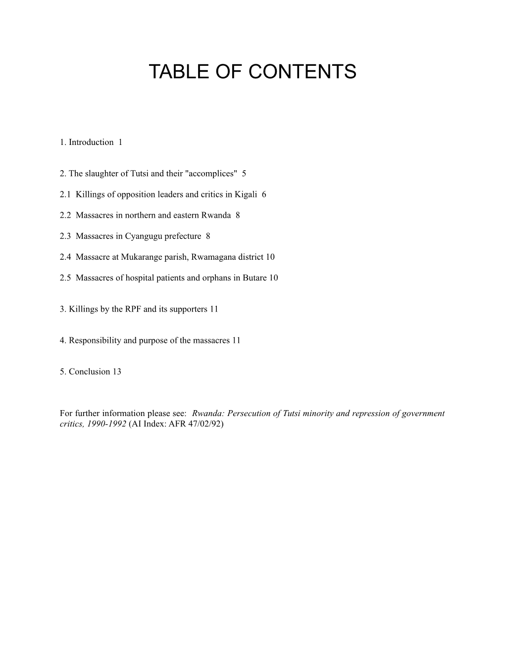 Table of Contents