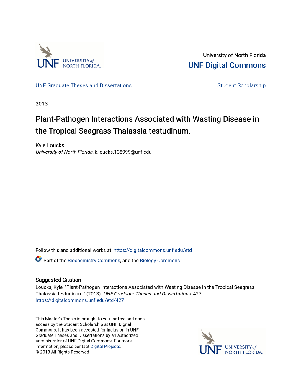 Plant-Pathogen Interactions Associated with Wasting Disease in the Tropical Seagrass Thalassia Testudinum