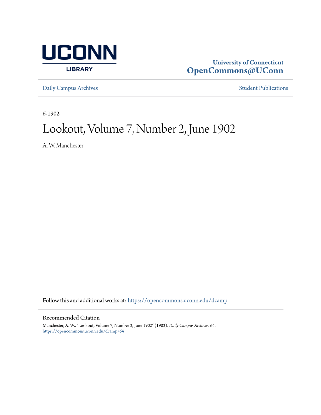 Lookout, Volume 7, Number 2, June 1902 A