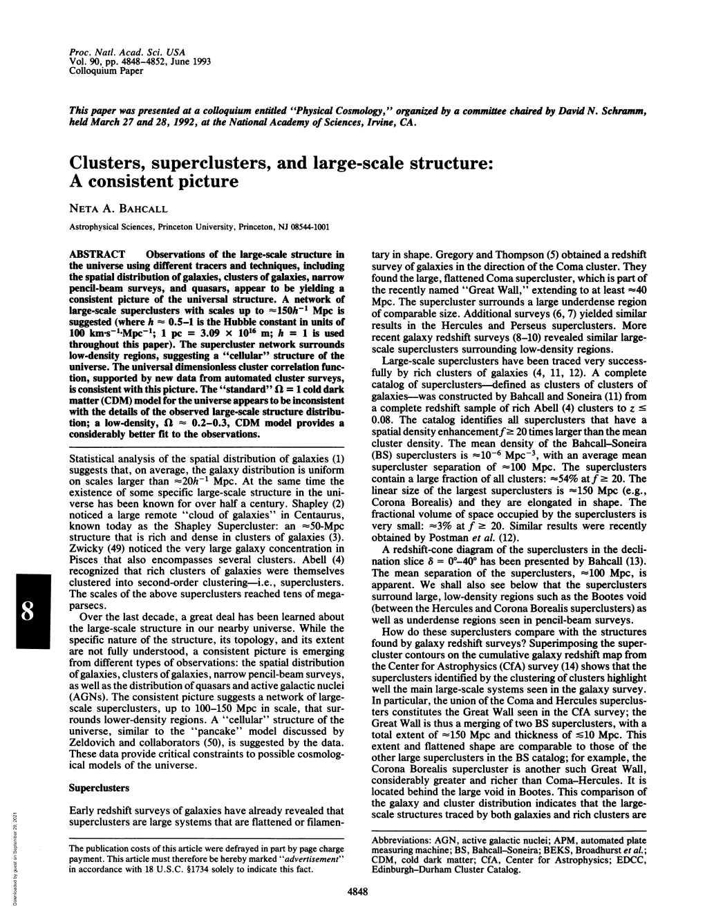 Clusters, Superclusters, and Large-Scale Structure: a Consistent Picture NETA A