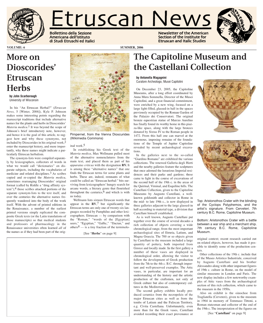 More on Dioscorides' Etruscan Herbs the Capitoline Museum and The