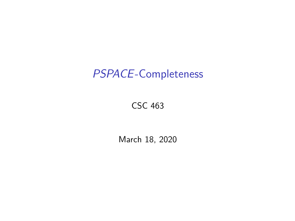 PSPACE-Completeness