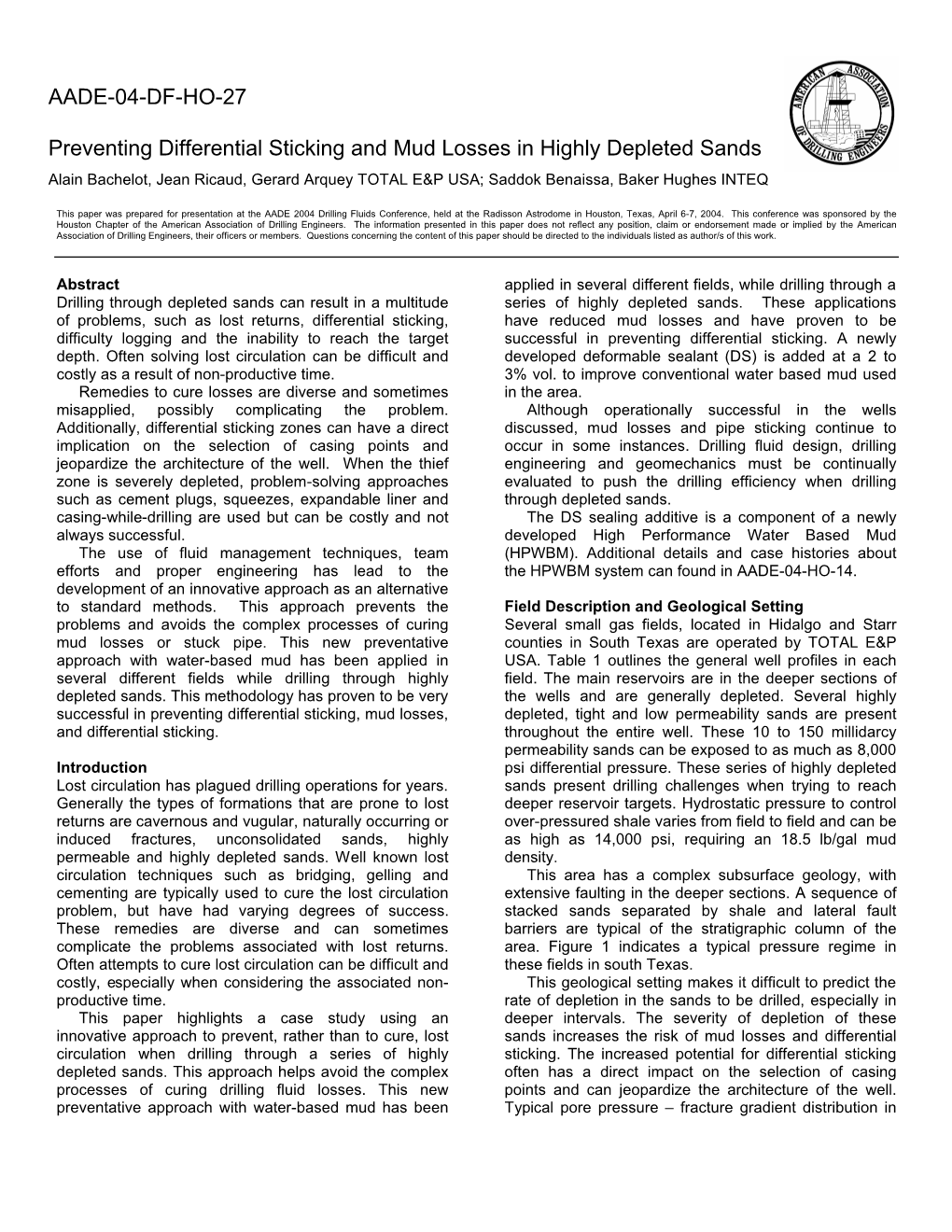 Preventing Differential Sticking and Mud Losses in Highly Depleted Sands